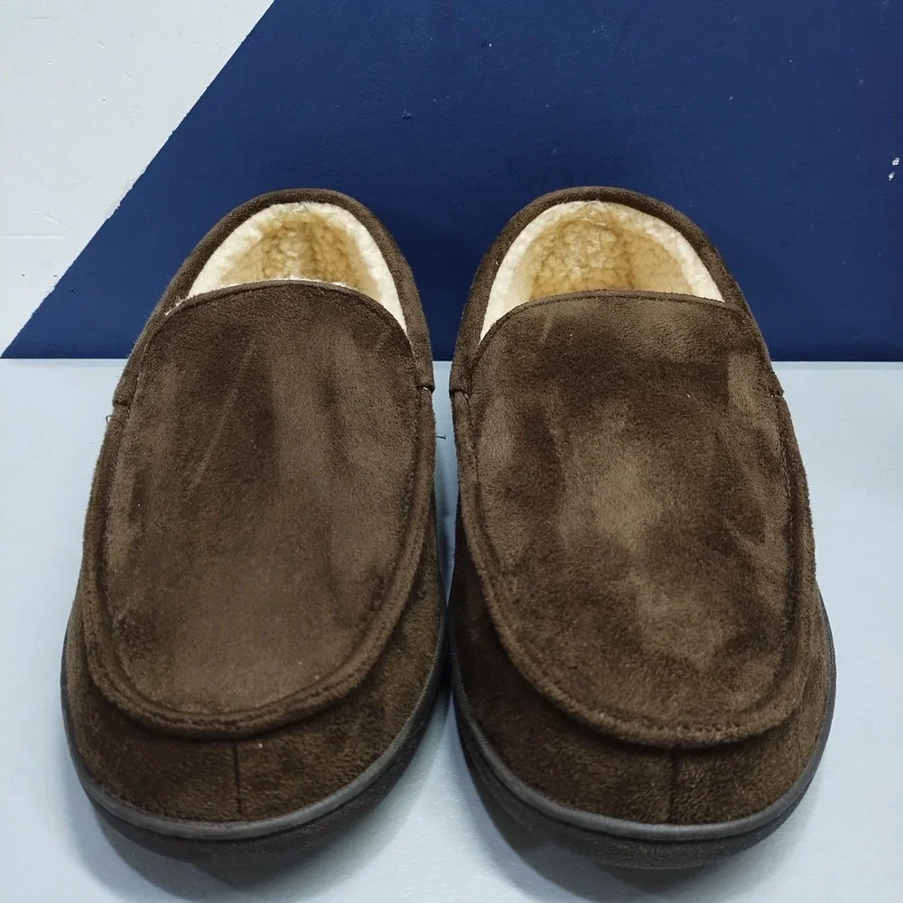 Levi's Fields Microsuede Slippers Mens US XXL (13) Brown Faux Fur Lined Moc Toe